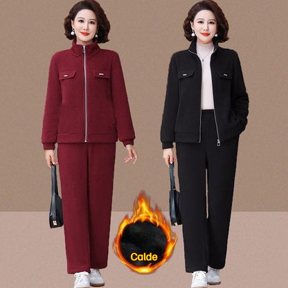 🔴💥【M-4XL】Conjunto deportivo casual para mujer de nueva moda de primavera y otoño, con diseño elegante, holgado, cálido y grueso de dos piezas.