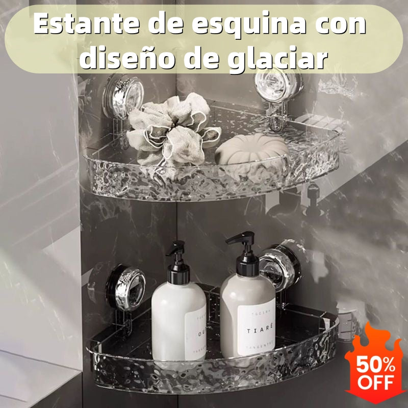 🔥¡Instalación SIN TALADROS!🔥 Estante de esquina con diseño de glaciar