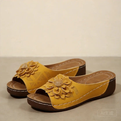 🔥🎀【Tallas 36-43】Zapatillas de plataforma caladas para mujer con flores tridimensionales