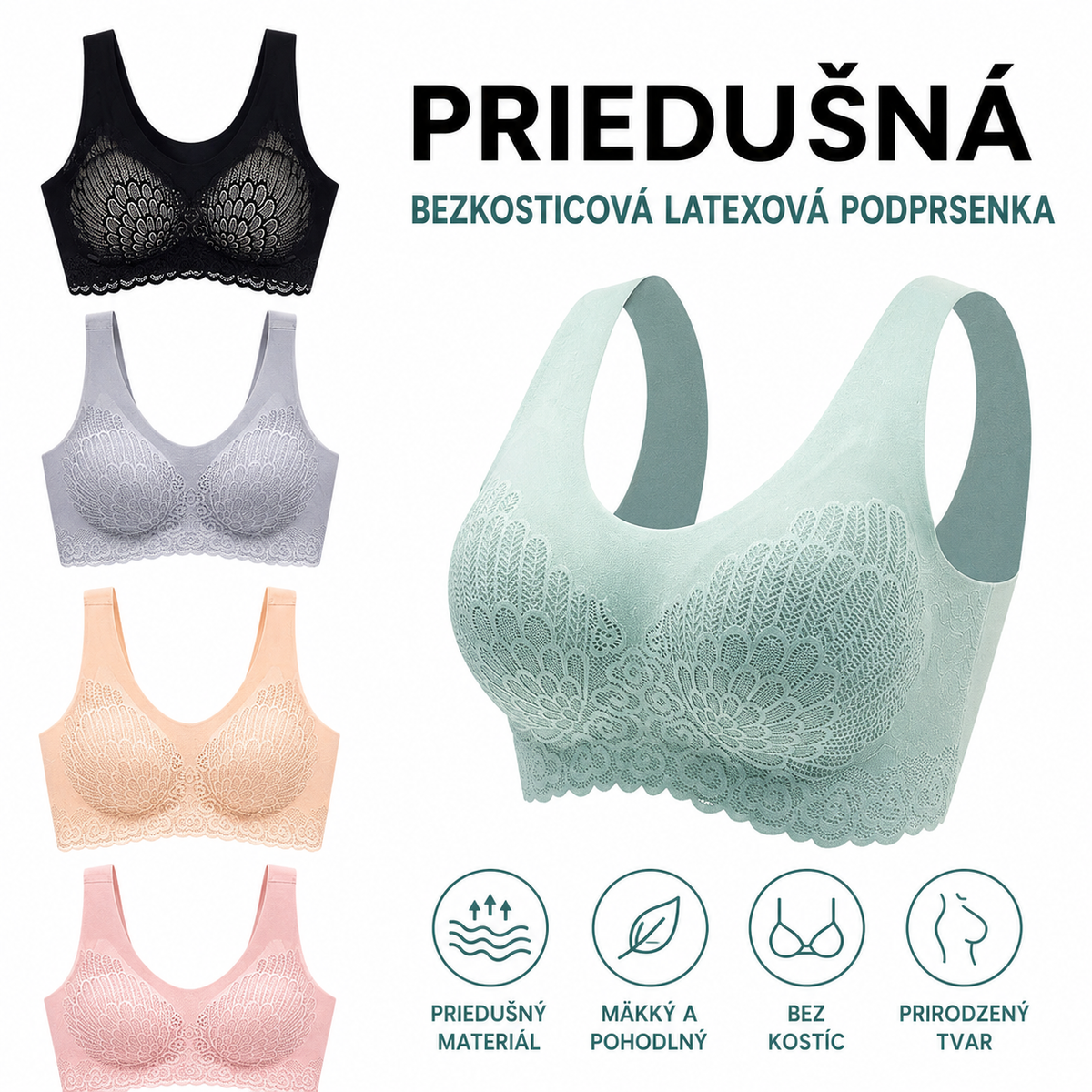 🔥【Balíček 3】Krásna krajková bezšvová podprsenka z ľadového hodvábu, bez kostíc
