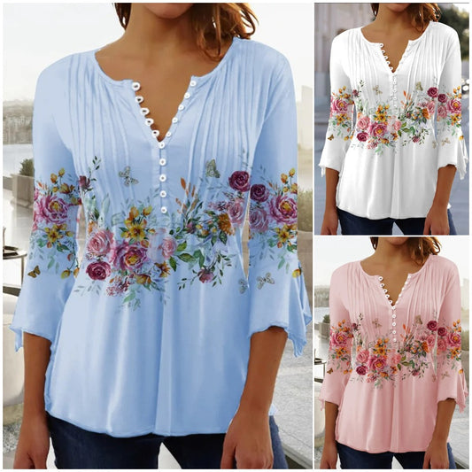 🎉Sorpresa 🎉【Oferta por tiempo limitado】 Camiseta de cuello en V de moda para mujer 【S-5XL】