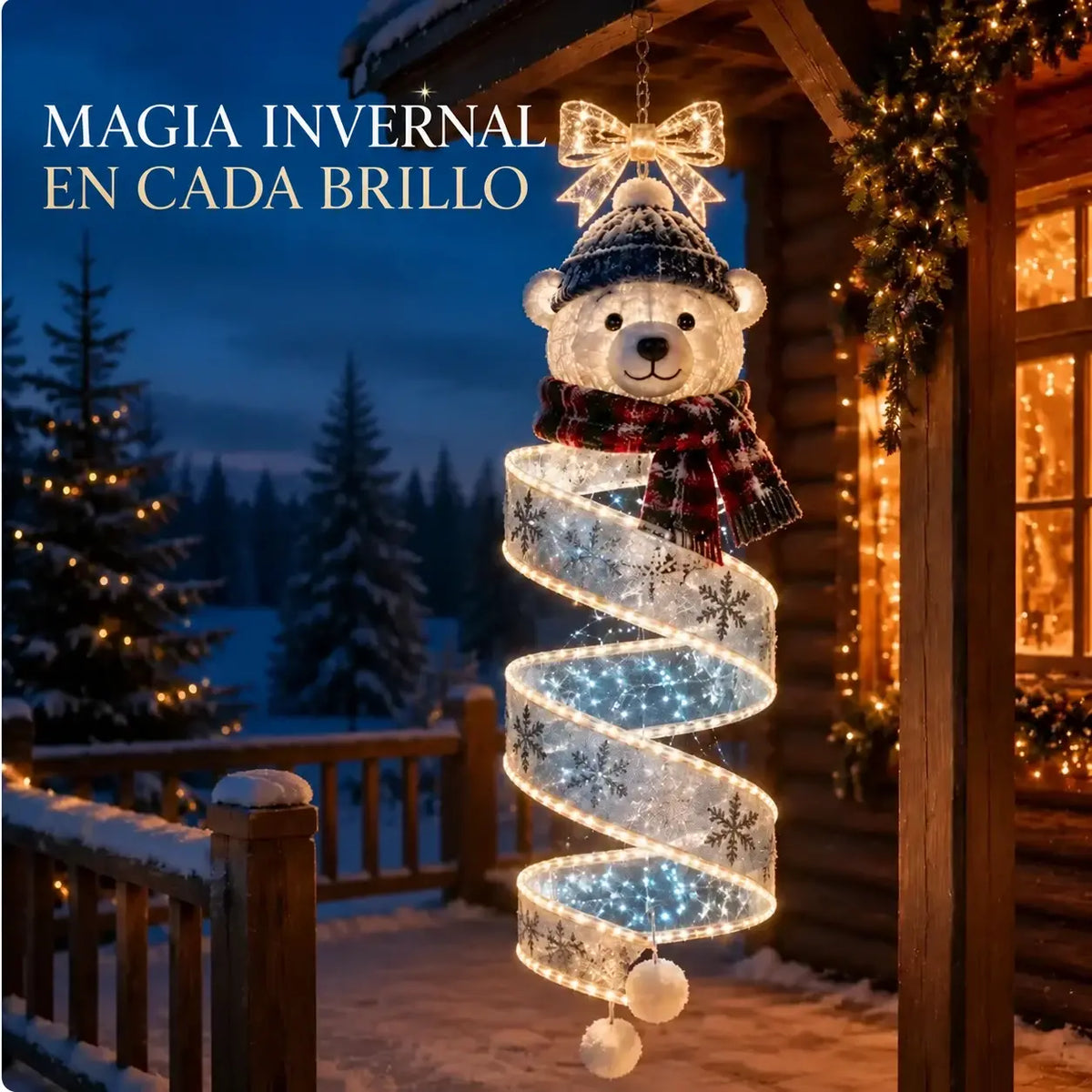 🎄 Decoraciones navideñas LED colgantes en espiral ✨