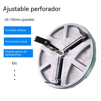 Sierra de corona ajustable con diámetro de 45 mm a 130 mm. Herramienta de corte para carpintería.