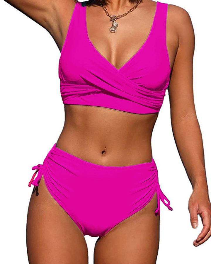 🏖️👙【Отстъпка за нов продукт】🌴【S-3XL】Нов дамски семпъл, едноцветен, бързосъхнещ, удобен, дишащ бикини бански за лято 2026