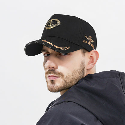 🧢☀️🔥Gorra de béisbol original con logo metálico Anchor, gorra de protección solar con cinco paneles y visera alta