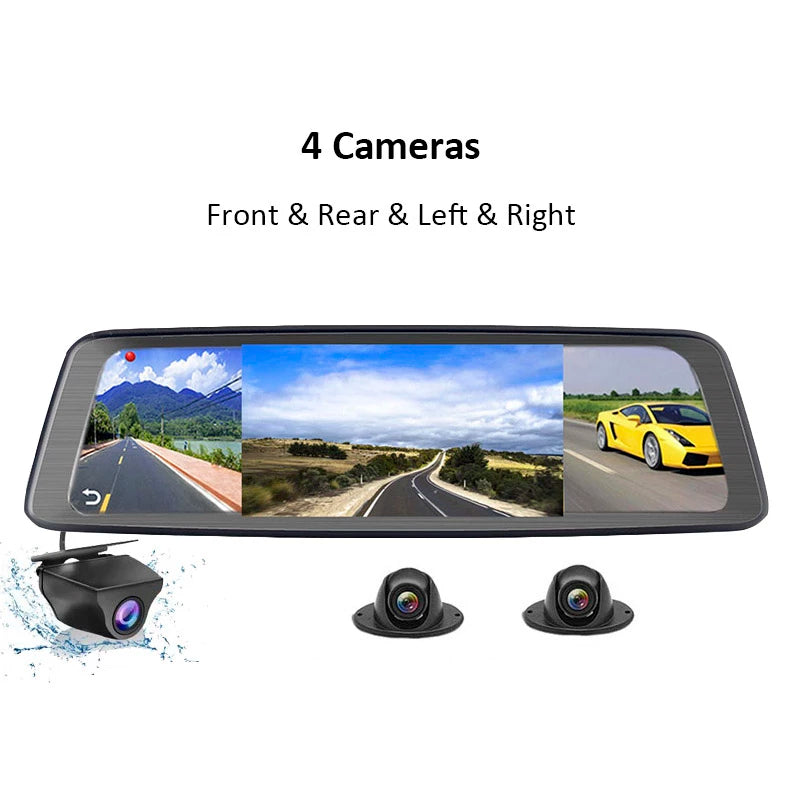 Grabadora insignia para auto con pantalla completa💻 4K HD ultra claro📲 Conexión a aplicación de teléfono móvil, control de voz🎙 Grabación dual delantera y trasera