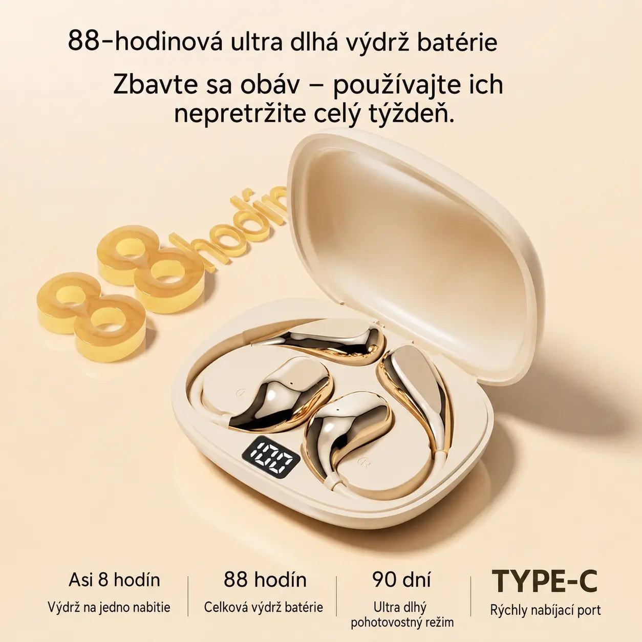 🔋Bezdrôtové Bluetooth slúchadlá bez vstavaného ucha, s háčikom za uši a kostným vedením🎙️🎧