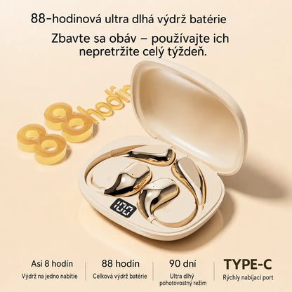 🔋Bezdrôtové Bluetooth slúchadlá bez vstavaného ucha, s háčikom za uši a kostným vedením🎙️🎧