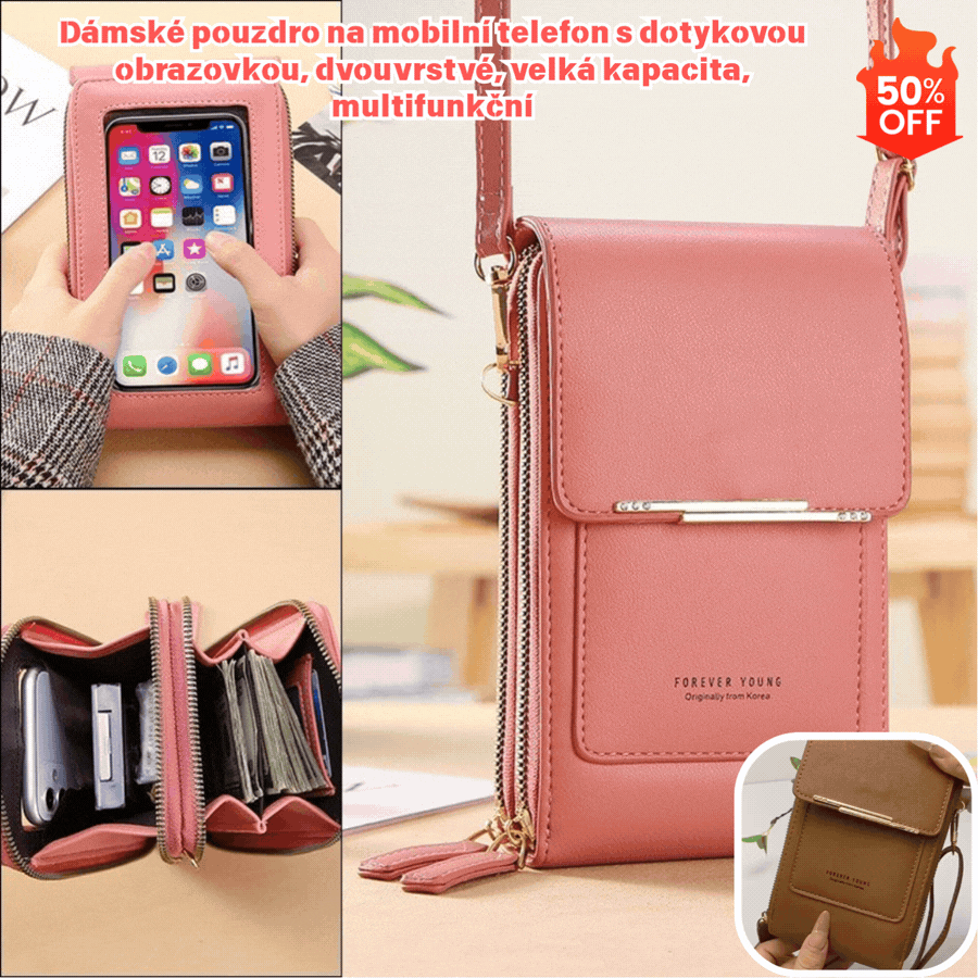 🔥🔥👜Dámské pouzdro na mobilní telefon s dotykovou obrazovkou, dvouvrstvé, velká kapacita, multifunkční