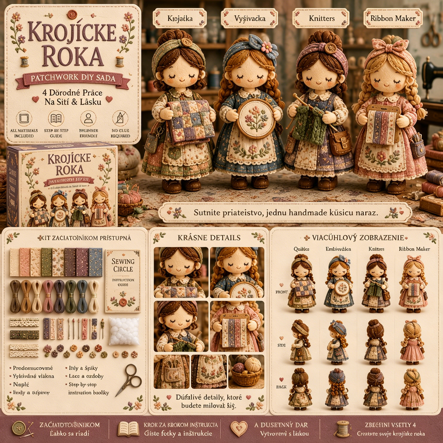 🎁Posledný deň: Využite zľavu 49 %! 🧵 Miniatúrna patchworková sada zo série Miniature World.