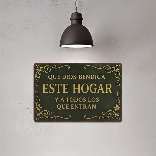 【Compra 1 y recibe 1 gratis】Cartel de pared de aluminio vintage “Que Dios bendiga este hogar” – Decoración para hogar, sala de oración o dormitorio, 30×20 cm