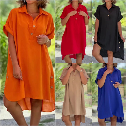 🔥👗【S-5XL】Nové dámske jednofarebné šifónové šaty na voľný čas 2025, priedušné a pohodlné