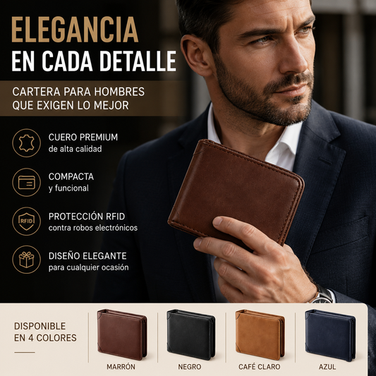 🐂✨ Nueva cartera de cuero genuino para hombre con sistema antirrobo