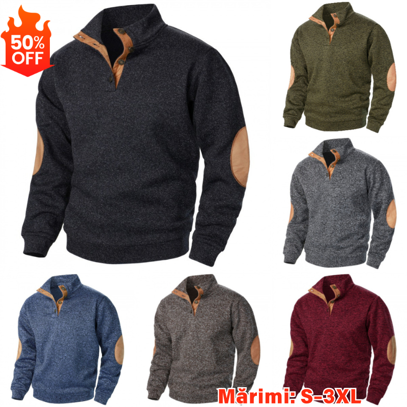 💥Nueva Sudadera de Cuello Alto para Hombre 💥– Estilo casual, cómoda y cálida, con detalles de cuero