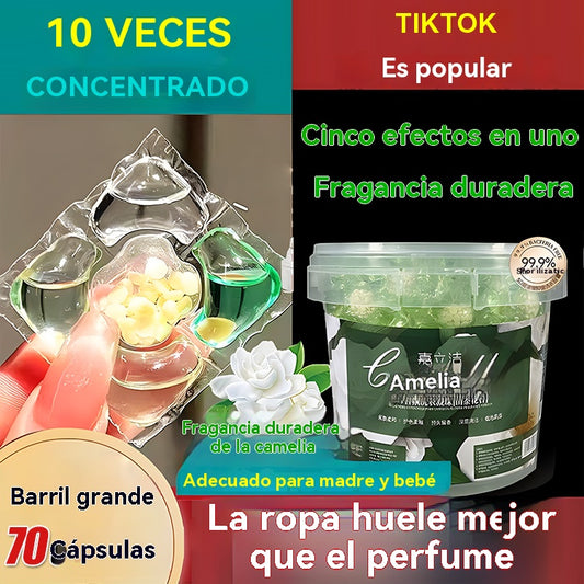 💦【Paquete de 100 cápsulas✨】Cápsulas de detergente para ropa Camellia 5 en 1 con fragancia de larga duración, ¡incluso más fragante que el perfume!