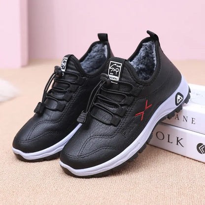 👢✨Un par de zapatos con un precio de 32 euros [tallas 35-41] son zapatos de caminar nuevos para mujer de otoño e invierno, hechos de cuero genuino, elaborados a mano y forrados con felpa de algodón.
