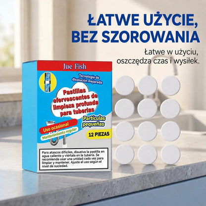 🥳💞 Skuteczne tabletki musujące do udrażniania i czyszczenia rur. Usuwają tłuszcz, włosy, nieprzyjemne zapachy i bakterie. Nadają się do zlewów, toalet i odpływów.