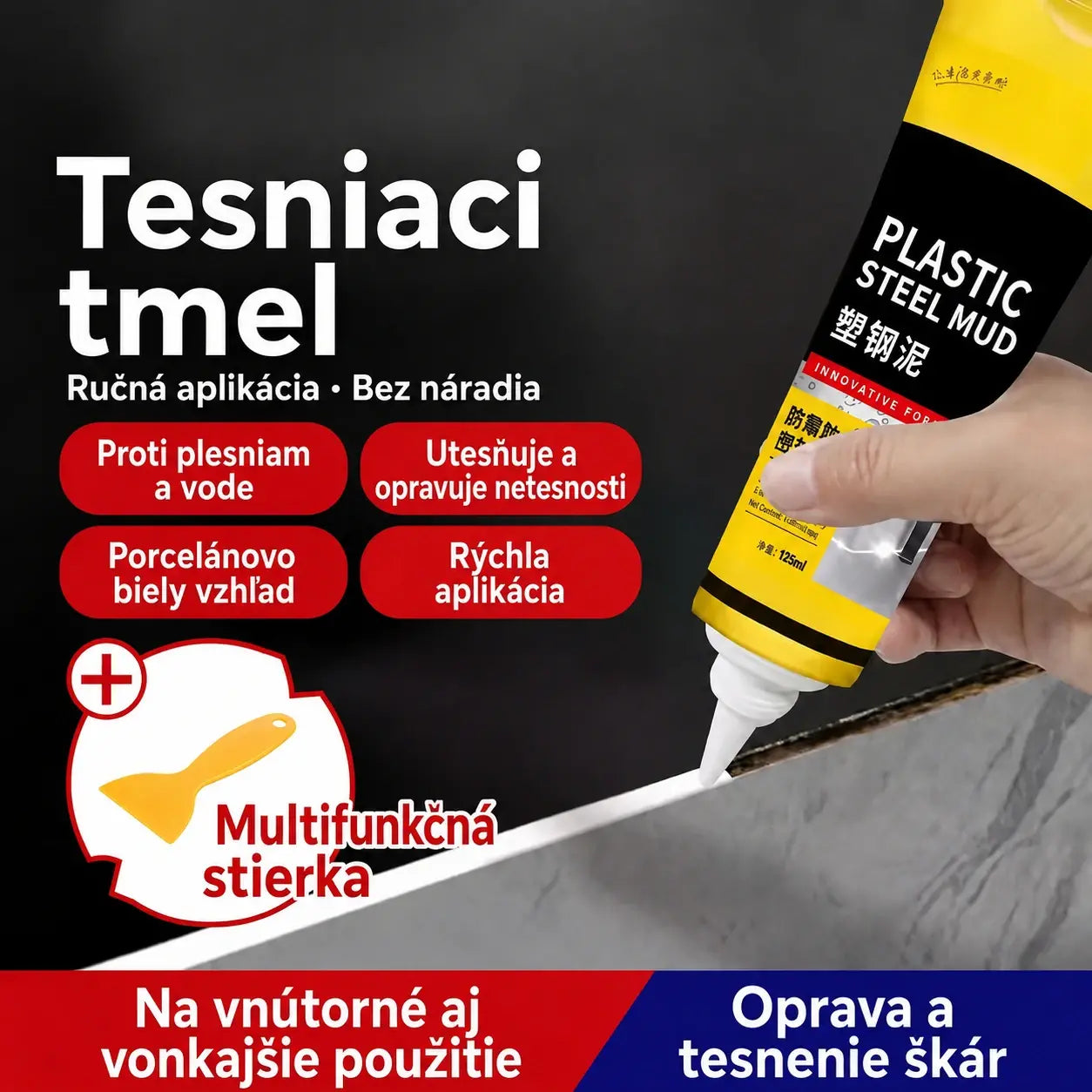 ✨ Multifunkčný vodotesný biely tesniaci tmel so škrabkou