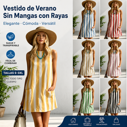✨🔥【Cantidad limitada】【S-3XL】Nuevo vestido casual de mujer con estampado de rayas, a la moda, para primavera/verano 2026