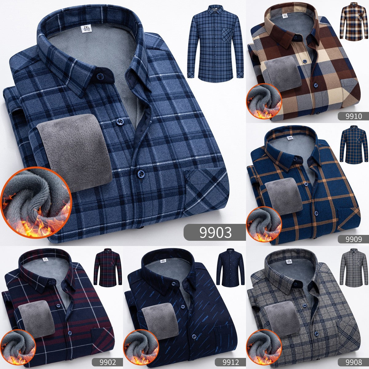 🔥【VENTA CALIENTE】🔥👔【L-5XL】 Camisa de negocios de manga larga cálida para otoño e invierno