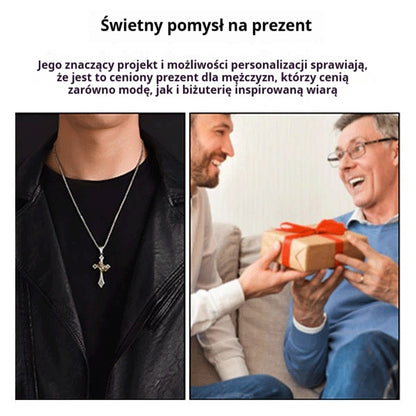 👑✝️ Naszyjnik vintage z krzyżem i koroną – symbol wiary, siły i codziennej ochrony