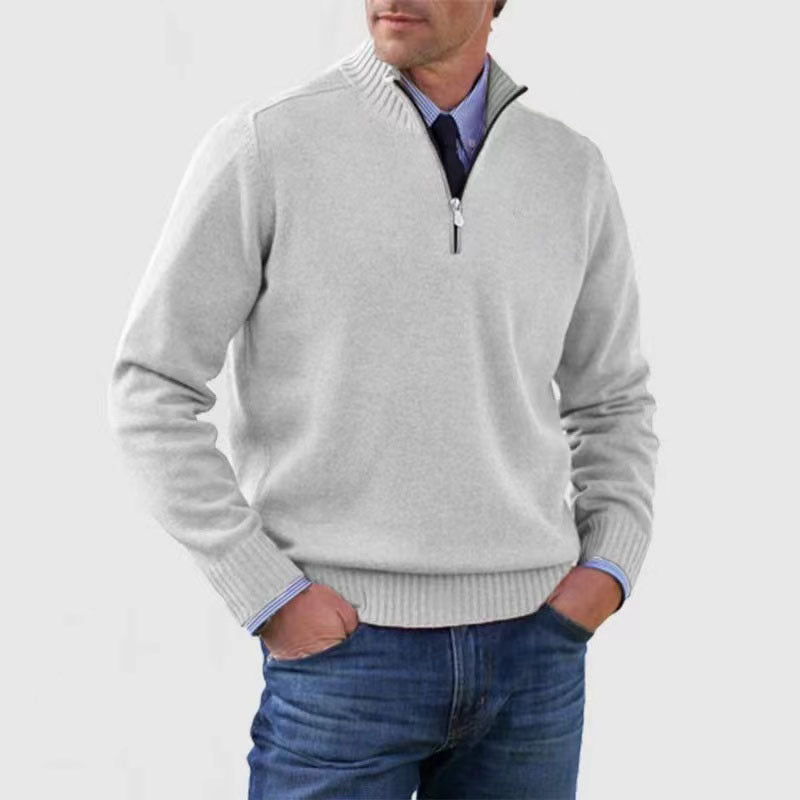 🥰Venta de invierno✨ Suéter de punto con cremallera para hombre de talla grande, diseño simple y combinable.Tendencias de la moda