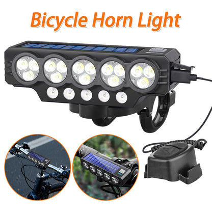 🚨💡 Solárny svetlomet na bicykel s USB nabíjaním a reproduktorom pre dlhotrvajúcu nočnú jazdu.