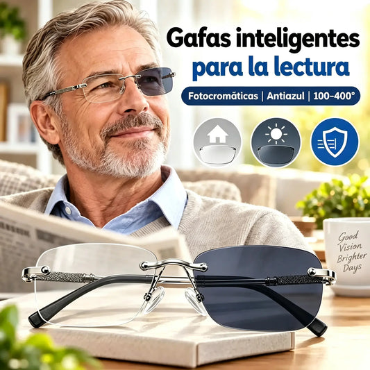 1 par por 25 € 👓 Estas gafas de lectura inteligentes cuentan con función de zoom y están diseñadas específicamente para personas de mediana y avanzada edad; incluyen intensidad de luz ajustable, protección fotocromática y bloqueo de luz azul.