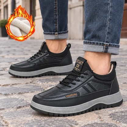⛄【Tallas 39-45】Botas de nieve casuales e impermeables para hombre, de cuero auténtico, antideslizantes y con grueso forro de felpa.