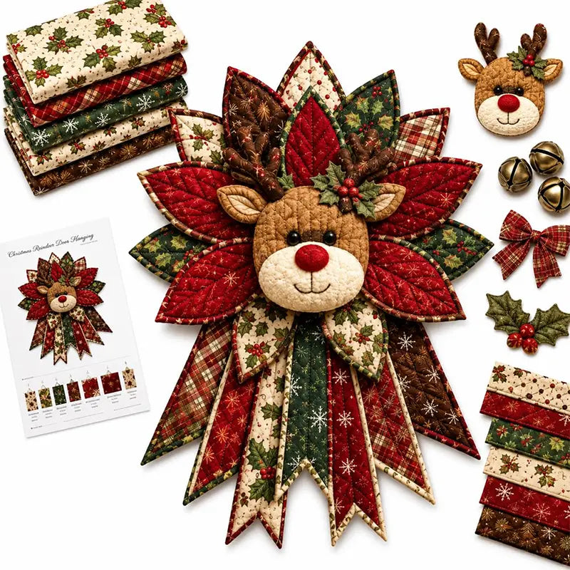 🎇🎄Kit de costura para colgar en la puerta con diseño navideño acolchado (7 diseños)