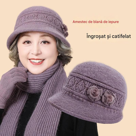 🧶Căciulă + eșarfă🧶Companie călduroasă iarna: căciulă călduroasă tricotată din lână 3850682 