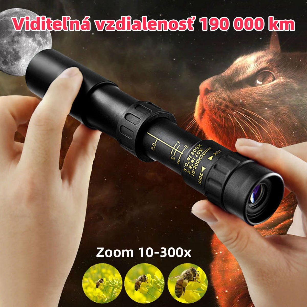 🔥🔥Vysoká kvalita, super nízka cena🔥Ďalekohľad HD s 10 – 300-násobným priblížením Výkonný prenosný ďalekohľad Profesionálny ďalekohľad na nočný lov so slabým zrakom