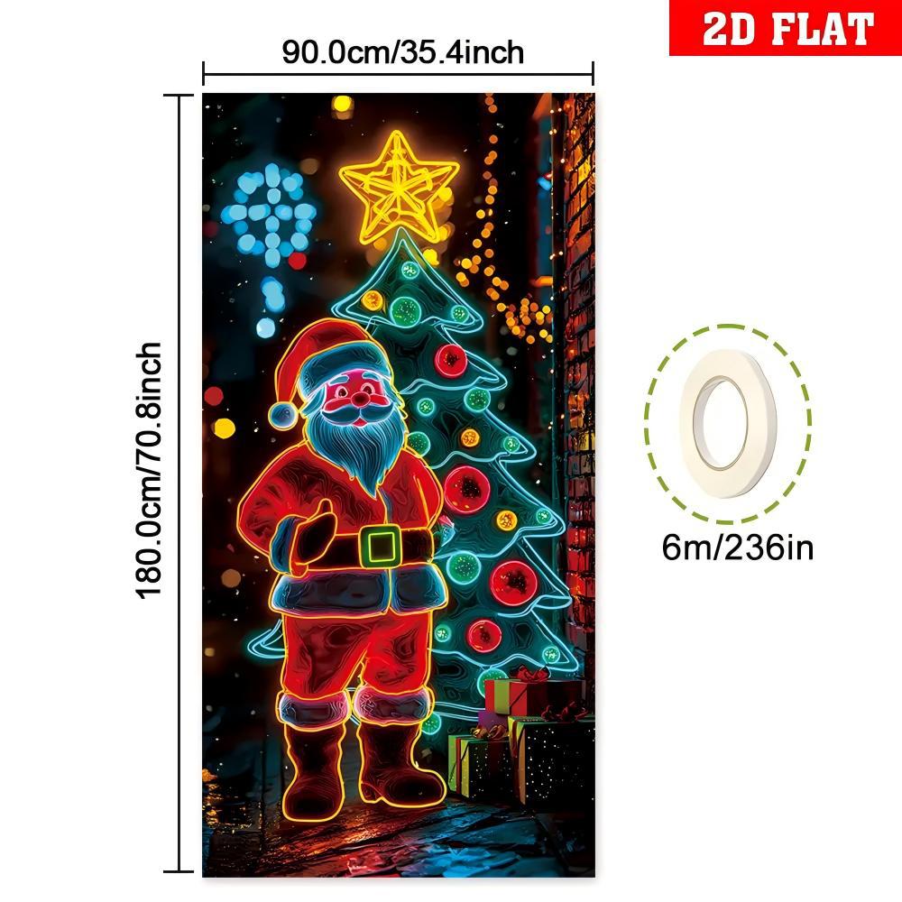Pancarta navideña fluorescente UV para puerta/fondo/decoración para fiestas navideñas/tela decorativa navideña colgante