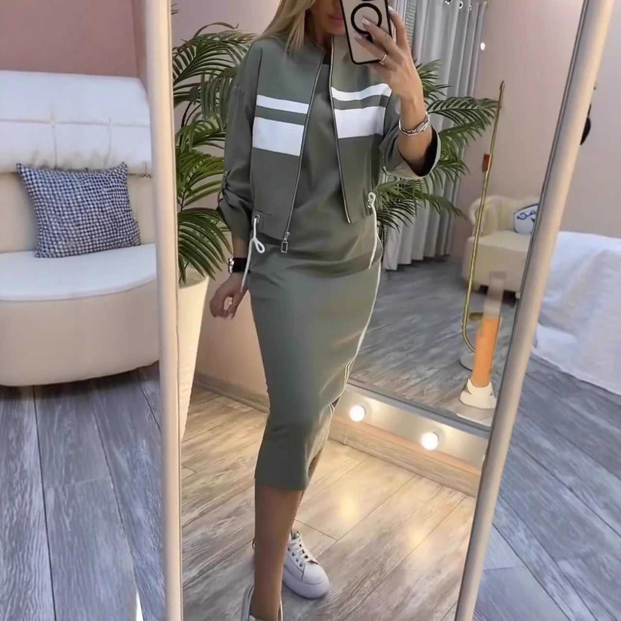 💕😍 Moderné dámske šaty s okrúhlym výstrihom a casual sako 2026