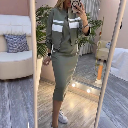 💕😍 Moderné dámske šaty s okrúhlym výstrihom a casual sako 2026