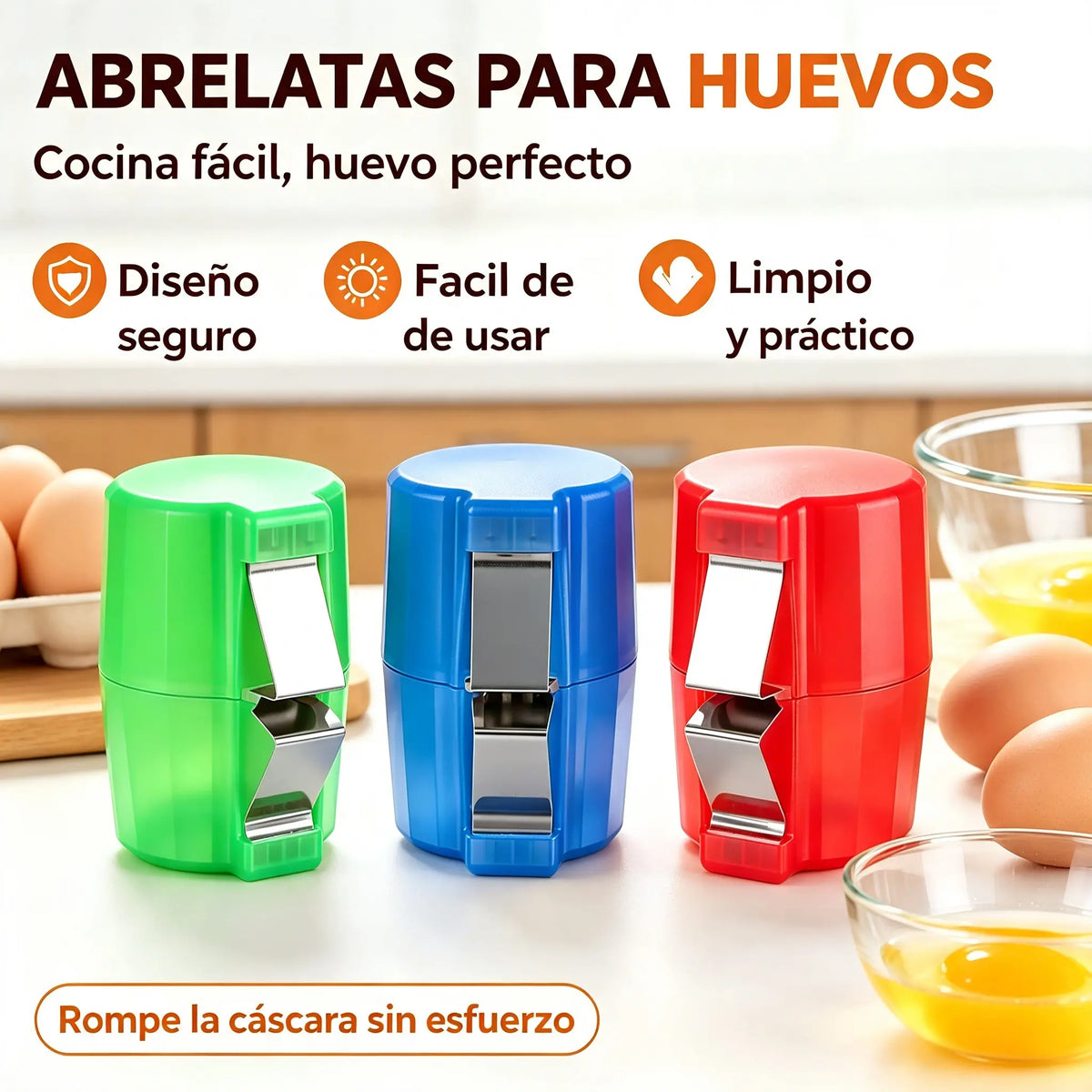【3 piezas 25 euros】🍳 Rompehuevos rápido: rompe cientos de huevos más rápido y de forma más limpia 🔥