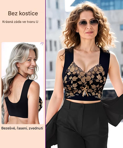 【Kupte 1 a získejte 2 zdarma】Velká krajková podprsenka M-4XL, bez ocelových kroužků, oslnivá záda, sexy a prodyšná, bezešvá, 【40-100 kg】