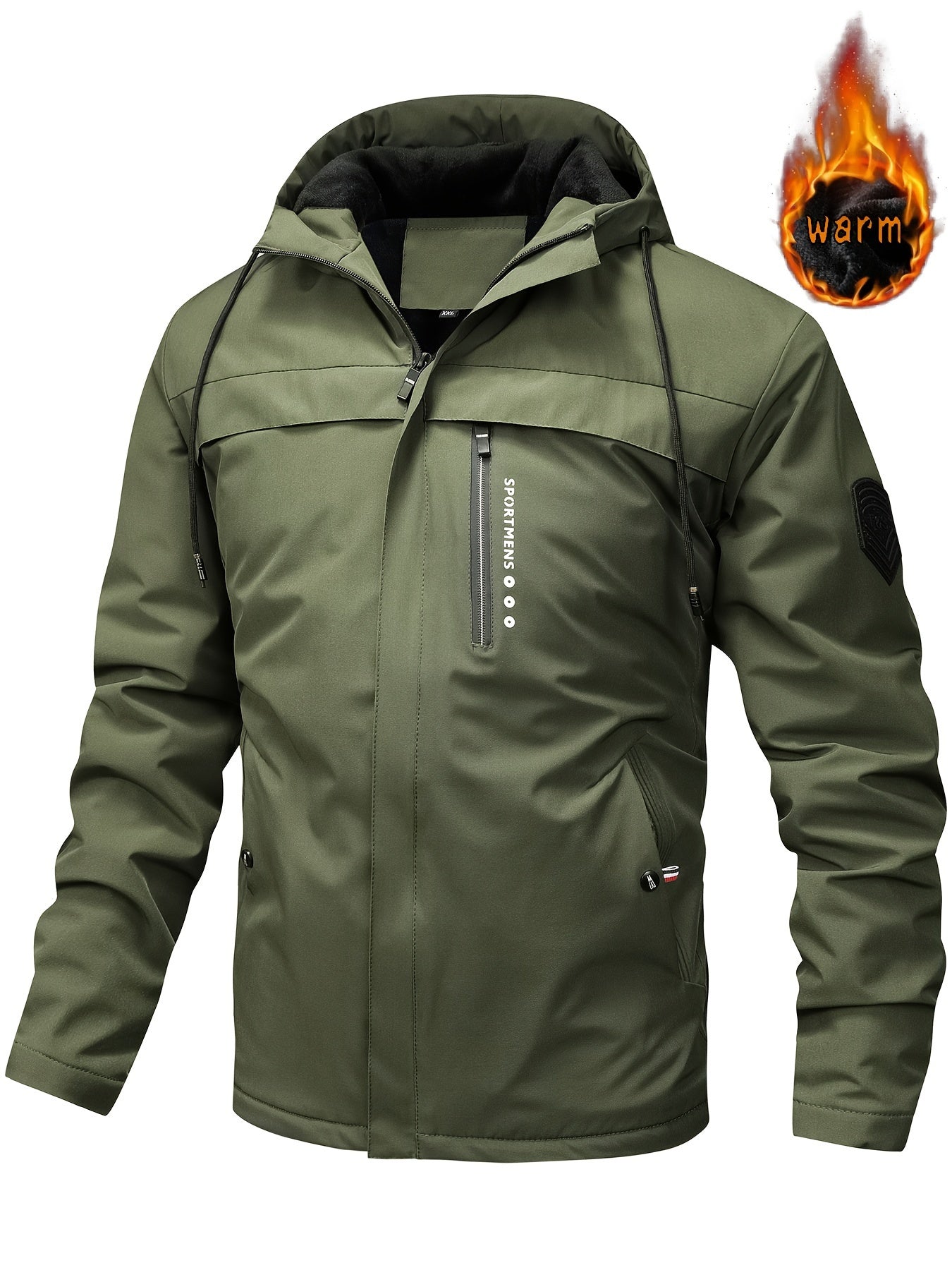 Pánska teplá fleecová bunda s kapucňou Outdoor Winter Jacket Nepremokavá bunda 3823178