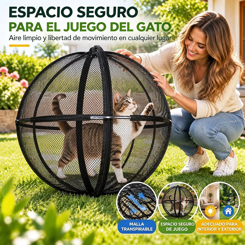 🐈 Recinto Rodante Panorámico 360° para Gatos, Bola de Ejercicio para Mascotas al Aire Libre✅