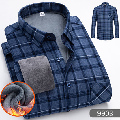 🔥【VENTA CALIENTE】🔥👔【L-5XL】 Camisa de negocios de manga larga cálida para otoño e invierno