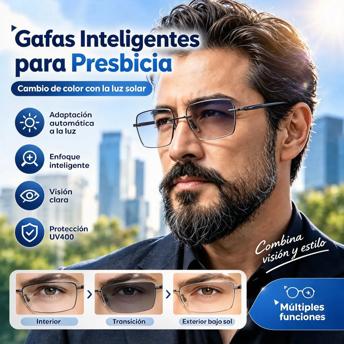 (🔥Compra uno y llévate otro gratis🔥) Gafas de lectura fotocromáticas inteligentes con tecnología Smart Zoom