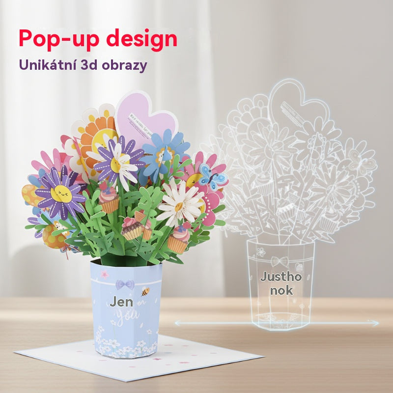 🌼【Kupte 1, získejte 1 zdarma】3D vyskakovací kytice s blahopřáním