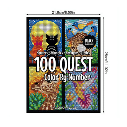 50% ОТСТЪПКА🎄🎨 100 QUEST книжка за оцветяване по числа