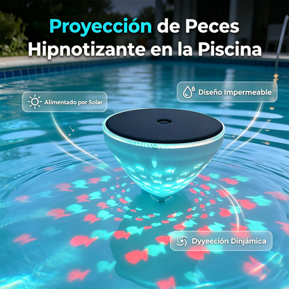 ☀️🐠 Lámpara solar flotante para piscina con proyección de peces💡💦