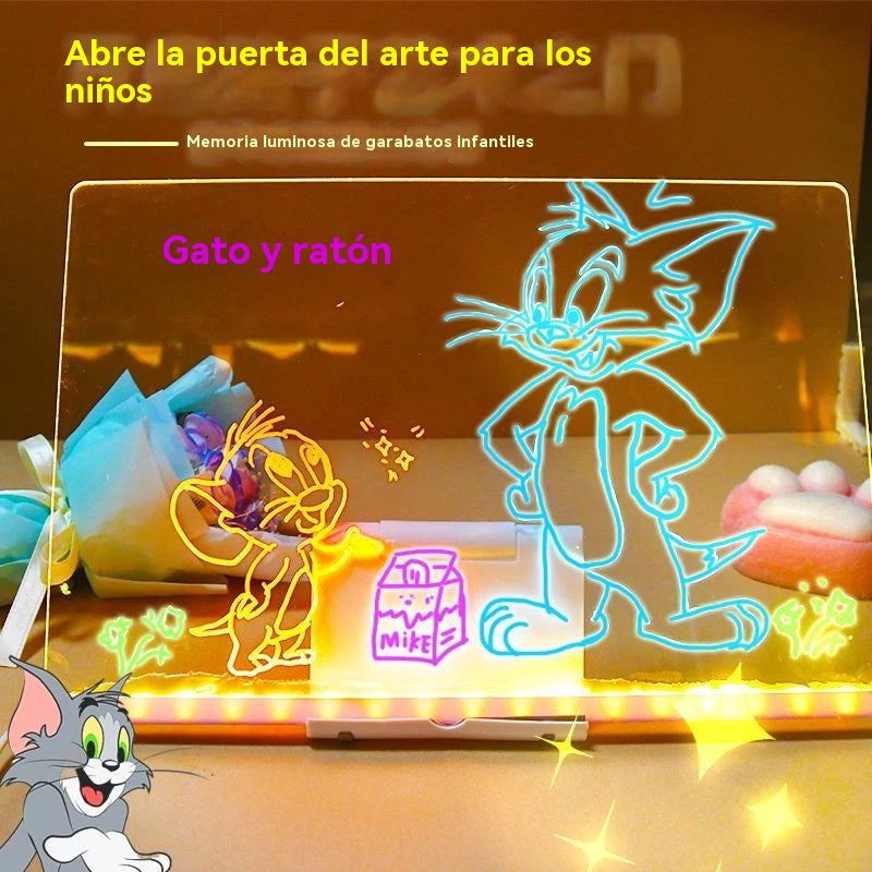 🎨💡Tablero de dibujo que brilla en la oscuridad para niños, ✏️🔥Tablero de dibujo fluorescente educativo borrable con garabatos DIY
