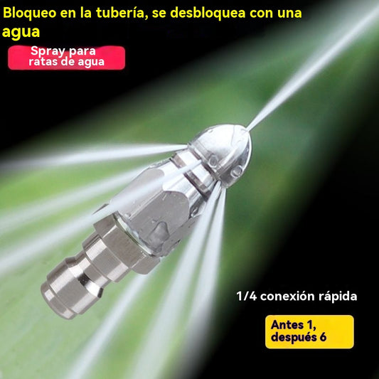 🛠️Boquilla de alta presión para rata de agua, de acero inoxidable, con enchufe rápido de 1/4, frontal y posterior, seis boquillas, cabezal para limpieza y desatasco de tuberías de alcantarillado