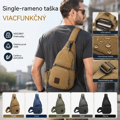Vodovzdorná pánska taška cez rameno, multifunkčný hrudný batoh s viacerými priehradkami na cestovanie a každodenné použitie