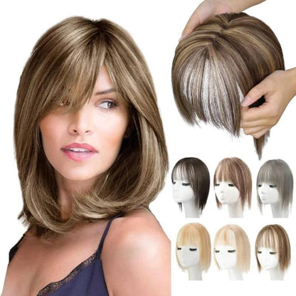 🎁Postizos de cabello natural con flequillo para mujer (100 % cabello natural)