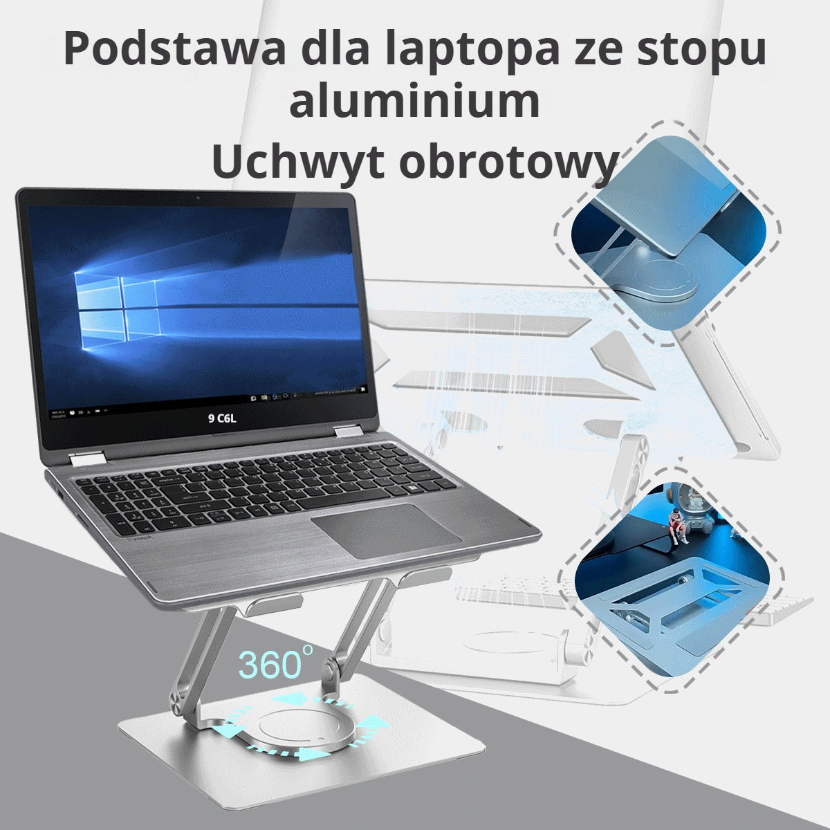 💥💻 Obrotowy o 360° aluminiowy stojak na laptopa — stabilny, przenośny i ergonomiczny