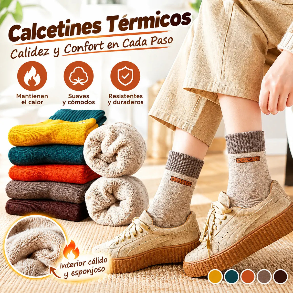 🧦【Tamaño：36-45】Calcetines de invierno de tubo medio de algodón puro más desodorante de algodón engrosado con terciopelo completo.